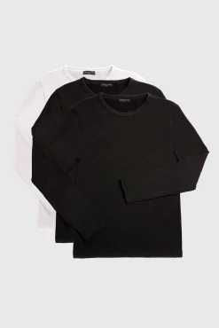 TÉRMICO Pack 3 camisetas negro y blanco mujer manga larga