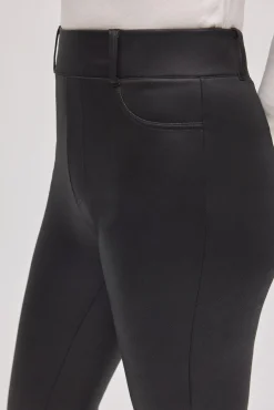 TÉRMICO Pantalón afelpado elástico efecto piel flare negro