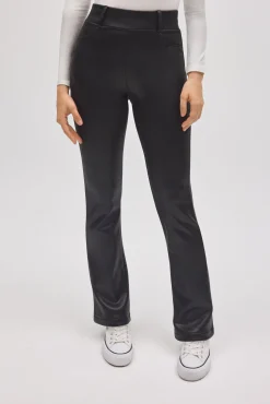 TÉRMICO Pantalón afelpado elástico efecto piel flare negro