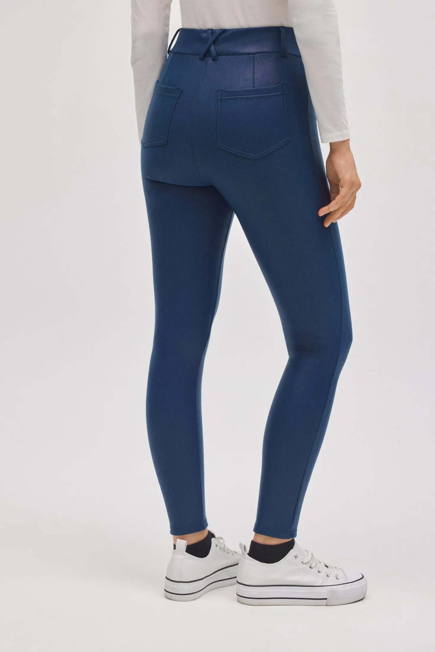 TÉRMICO Pantalón afelpado elástico efecto piel skinny azul