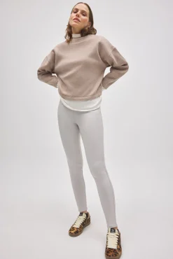 TÉRMICO Pantalón afelpado elástico efecto piel skinny marfil