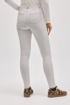 TÉRMICO Pantalón afelpado elástico efecto piel skinny marfil