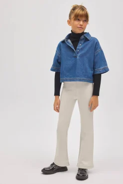 TÉRMICO Pantalón afelpado niña efecto piel flare marfil