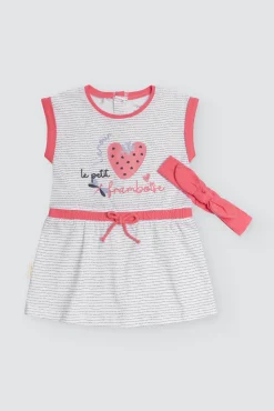 Vestido bebé sin mangas y bandana Framboise