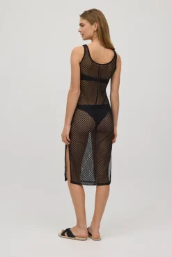 Vestido calado de tirantes negro