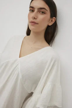 Vestido corto algodón con volantes blanco