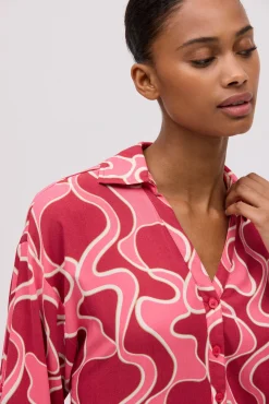 Vestido corto camisero manga larga estampado