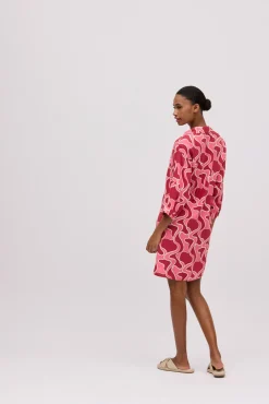 Vestido corto camisero manga larga estampado