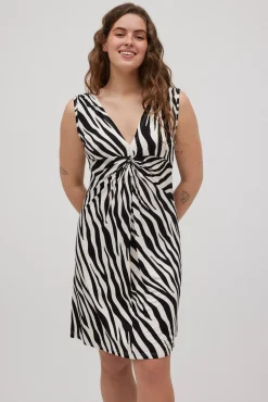 Vestido corto con nudo animal print