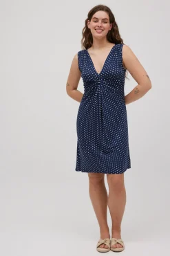 Vestido corto con nudo estampado lunares