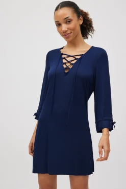 Vestido corto manga larga marino