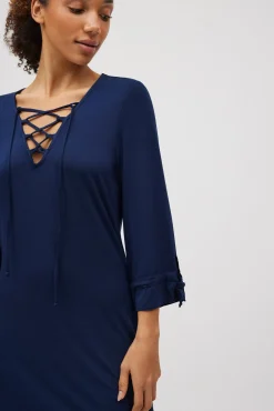 Vestido corto manga larga marino