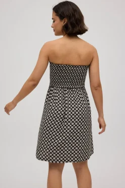 Vestido corto sin tirantes estampado floral