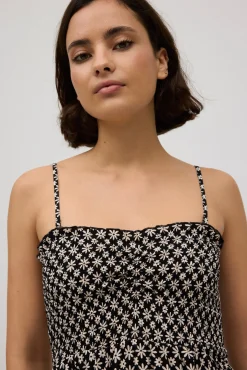 Vestido corto sin tirantes estampado floral