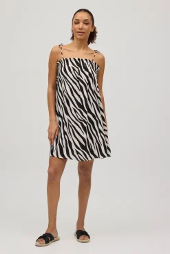 Vestido corto tirantes anudados animal print