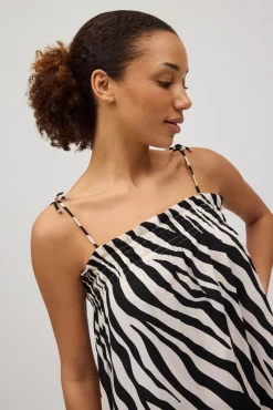 Vestido corto tirantes anudados animal print