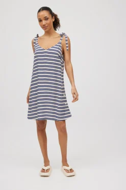 Vestido corto tirantes estampado de rayas