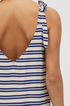 Vestido corto tirantes estampado de rayas