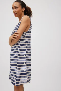 Vestido corto tirantes estampado de rayas