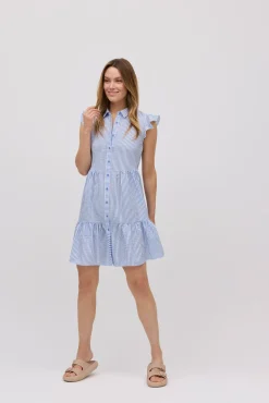 Vestido corto vuelo estampado rayas