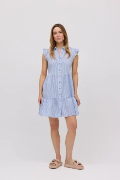 Vestido corto vuelo estampado rayas