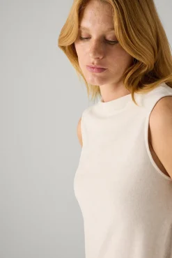 Vestido largo liso sin mangas marfil