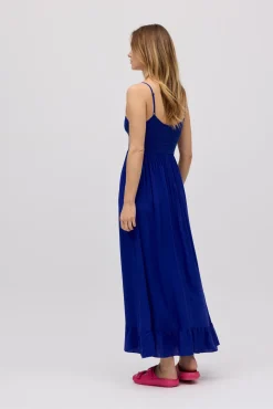 Vestido largo nido de abeja marino