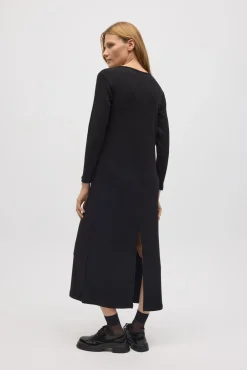Vestido largo punto canalé negro