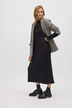 Vestido largo punto canalé negro