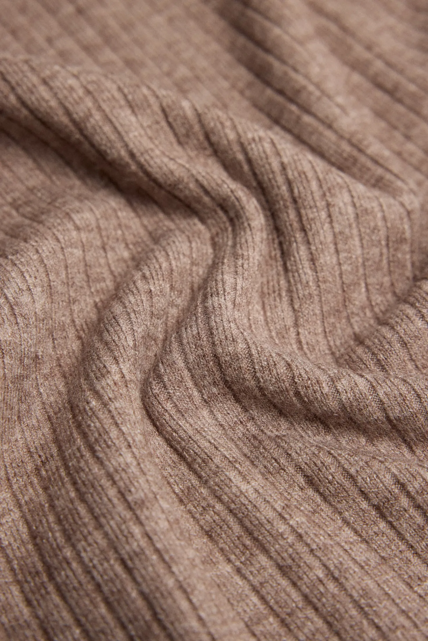 Vestido largo punto canalé marrón