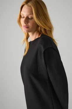 Vestido liso manga larga negro