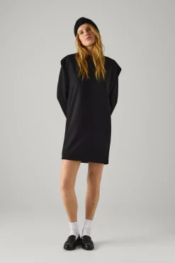 Vestido liso manga larga negro