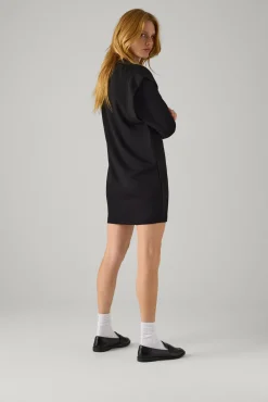 Vestido liso manga larga negro