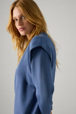 Vestido liso manga larga azul