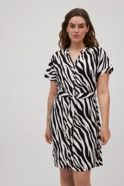 Vestido midi camisero animal print