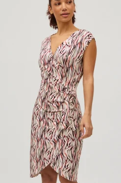 Vestido midi fruncido estampado