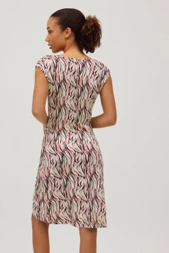 Vestido midi fruncido estampado