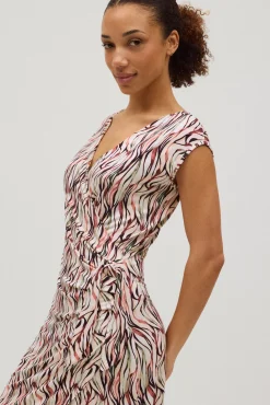 Vestido midi fruncido estampado