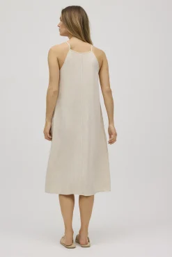 Vestido midi recto con lino