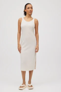 Vestido midi tirantes aberturas marfil