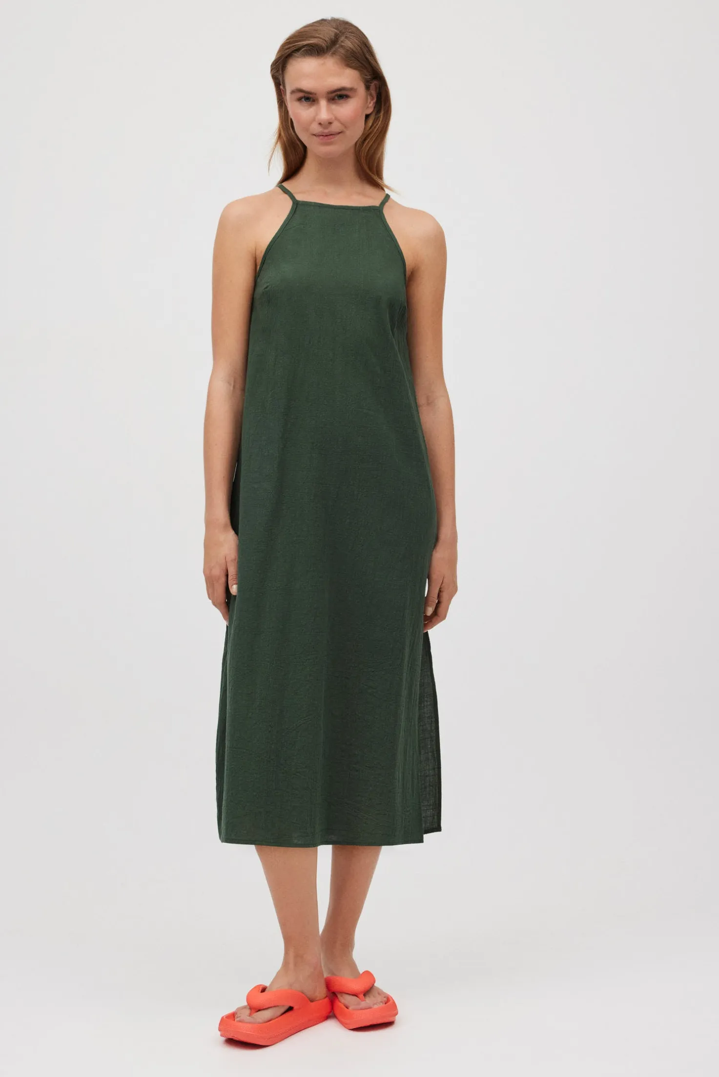 Vestido midi tirantes verde