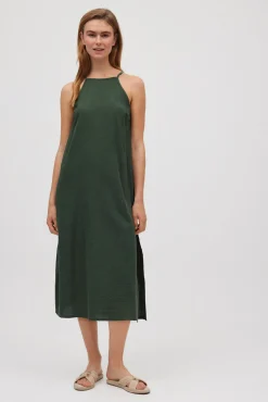 Vestido midi tirantes verde