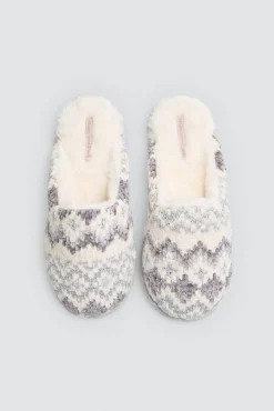 Zapatillas casa estampado étnico gris