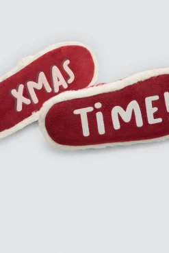Zapatillas casa mujer Navidad pompones