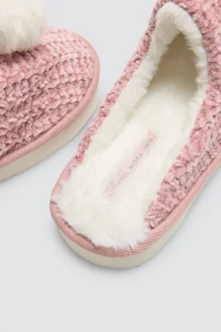 Zapatillas de casa aterciopeladas detalle pompón