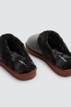 Zapatillas de casa cuadros con pelo