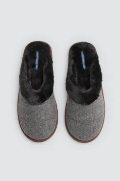 Zapatillas de casa cuadros con pelo