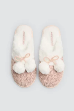 Zapatillas de casa detalle doble pompón