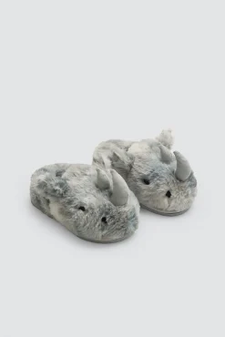 Zapatillas de casa infantiles rinoceronte con detalles 3D