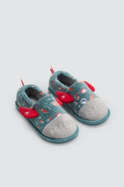 Zapatillas de casa infantiles cohete 3D con detalles espaciales
